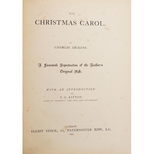 1749 - The Christmas Carol, hardback book by Charles Dickens, a Facsimile Reproduction of the Author's Orig... 