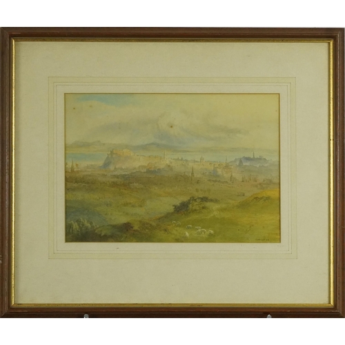 309 - Richard Henry Wright 1898 - Edinburgh from Blackford Hill, watercolour, inscribed label verso, mount... 