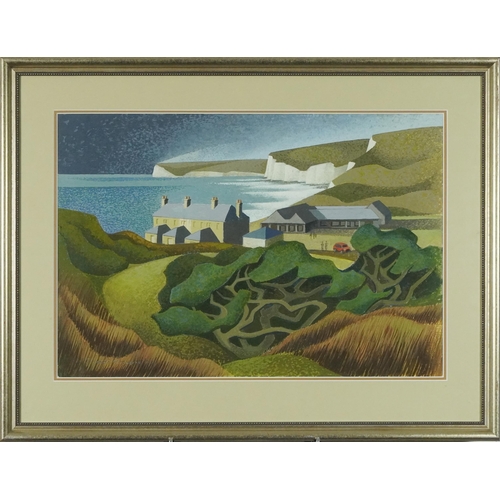 499 - Stuart McCrorie 2008 - Birling Gap, contemporary gouache, label verso, mounted, framed and glazed, 5... 