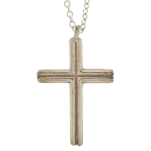 2562 - Paloma Picasso for Tiffany & Co, silver fine Belcher link necklace with a white metal cross pendant,... 