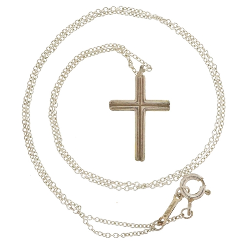 2562 - Paloma Picasso for Tiffany & Co, silver fine Belcher link necklace with a white metal cross pendant,... 