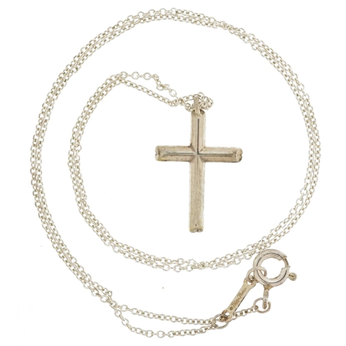 2562 - Paloma Picasso for Tiffany & Co, silver fine Belcher link necklace with a white metal cross pendant,... 