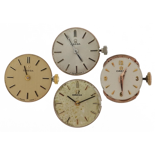 2612 - Omega, four ladies wristwatch movements, the largest 18mm in diameter