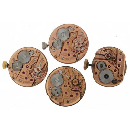 2612 - Omega, four ladies wristwatch movements, the largest 18mm in diameter