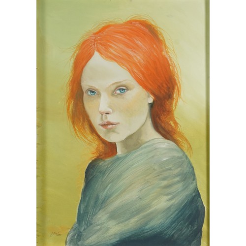 1239 - Clive Fredriksson - Portrait of a red headed female, contemporary oil, framed and glazed, 53cm x 38c... 