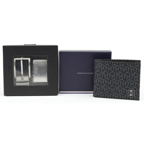 1285 - Gentlemen's Tommy Hilfiger monogrammed wallet and Hugo Boss belt with boxes, both as new