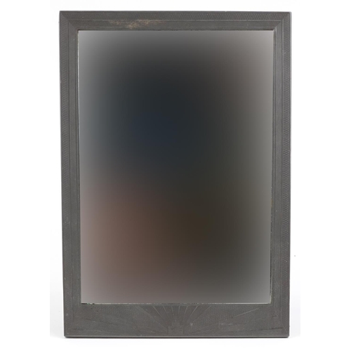 354 - Art Deco Enturn pewter easel mirror with bevelled glass panel, 31.5cm x 22cm