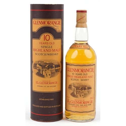 One litre bottle of Glenmorangie 10 Year Old Single Highland Malt Scotch whisky with box