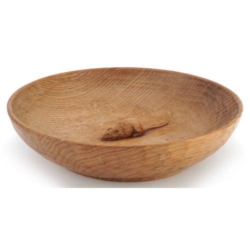 Robert Mouseman Thompson, adzed oak fruit bowl with signature mouse, 29.5cm in diameter