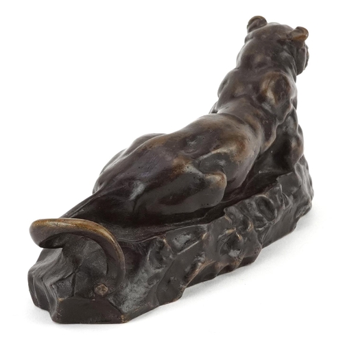 178 - Antoine-Louis Barye, French Art Deco patinated bronze panther signed Barye, 18cm in length