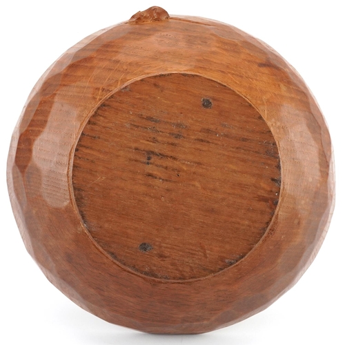 3 - Robert Mouseman Thompson, adzed oak fruit bowl with signature mouse, 26cm in diameter