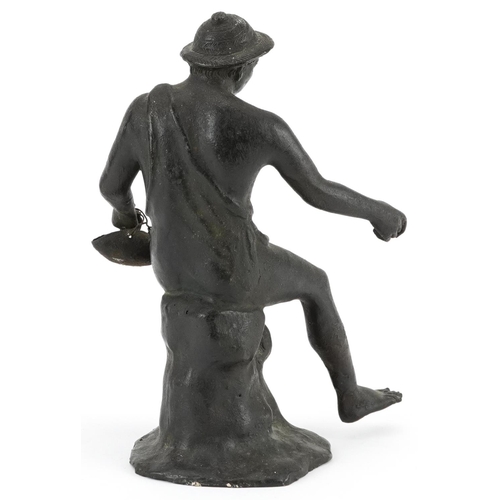  Antique Grand Tour verdigris patinated bronze statue of a Neapolitan fisherman, 20cm high