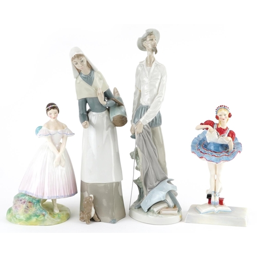 1141 - Four collectable figures including Royal Doulton La Sylphide, Royal Doulton Coppelia and Lladro Don ... 