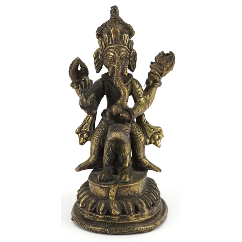 222 - 19th century Indian bronze statuette of Ganesh, 12.5cm high