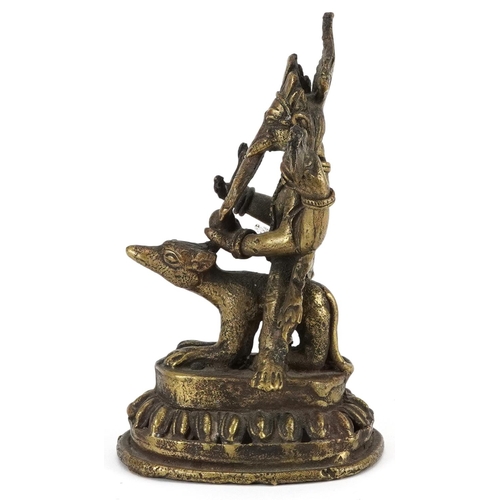 222 - 19th century Indian bronze statuette of Ganesh, 12.5cm high