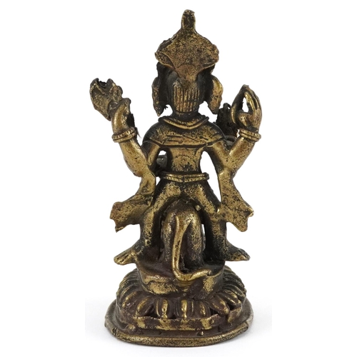 222 - 19th century Indian bronze statuette of Ganesh, 12.5cm high