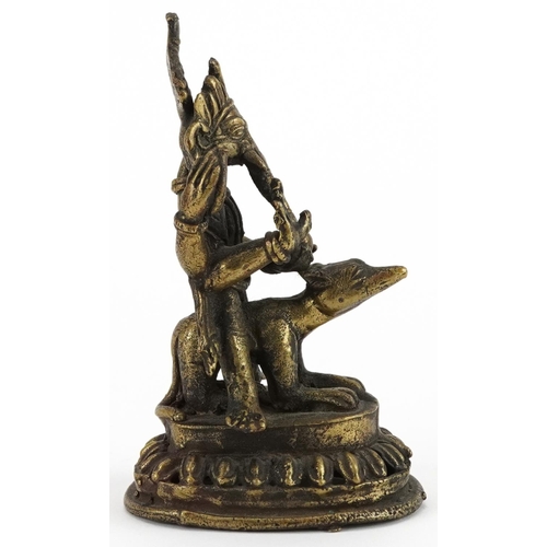 222 - 19th century Indian bronze statuette of Ganesh, 12.5cm high