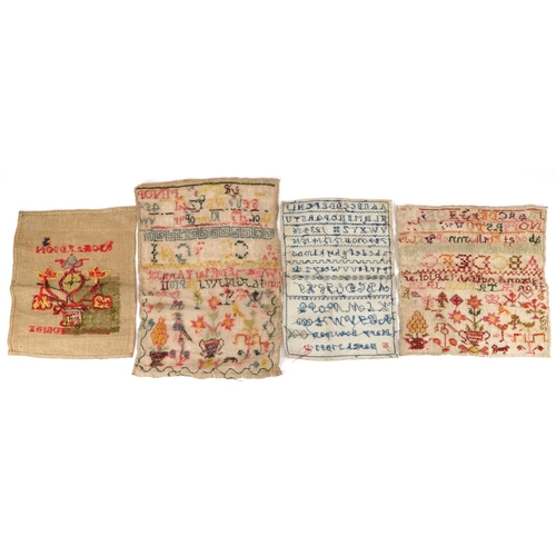 436 - Four Victorian and later needlework samplers including an example worked by Mary Bowman, the largest... 