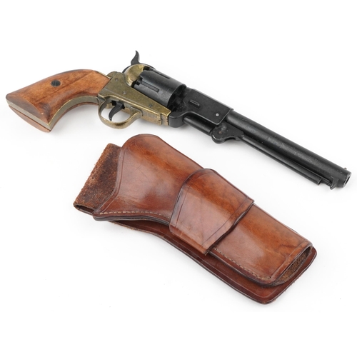 694 - BKA decorative model of a Remington revolver with leather holster, 33cm in length