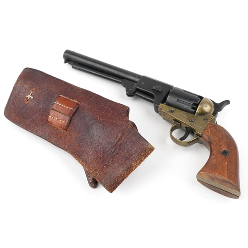 694 - BKA decorative model of a Remington revolver with leather holster, 33cm in length