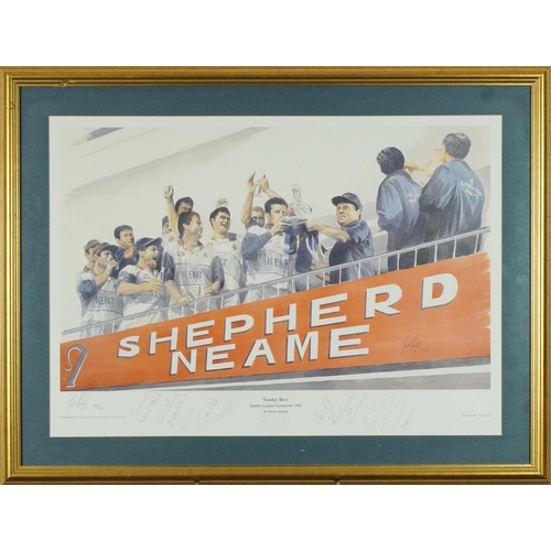 1221 - Martin Speight - Sunday Best, pencil signed cricketing interest print in colour with various autogra... 