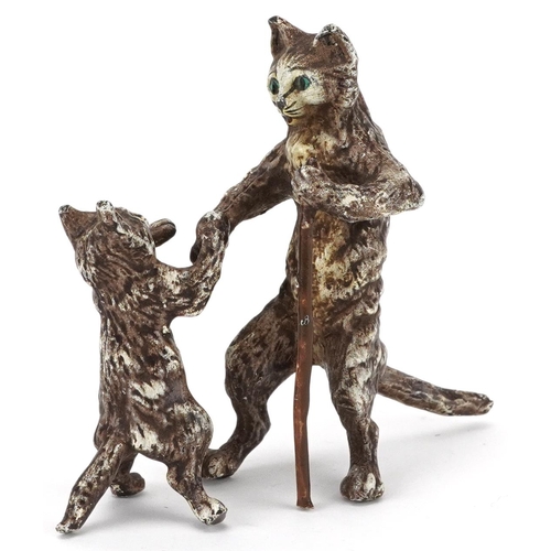 249 - Austrian style cold painted bronze group of two cats, 8cm in length