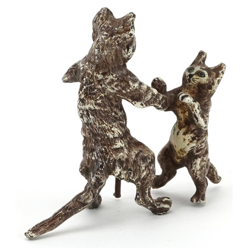 249 - Austrian style cold painted bronze group of two cats, 8cm in length