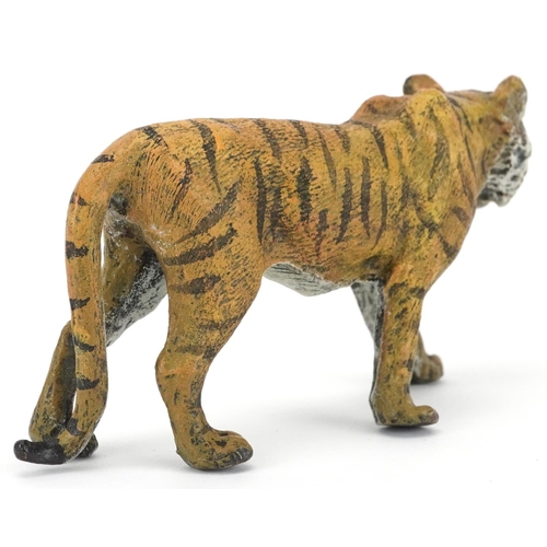 142 - Austrian style cold painted bronze tiger, 10.5cm in length