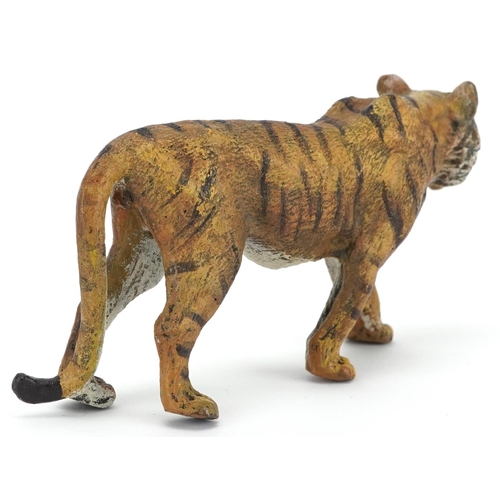 252 - Austrian style cold painted bronze tiger, 10.5cm in length