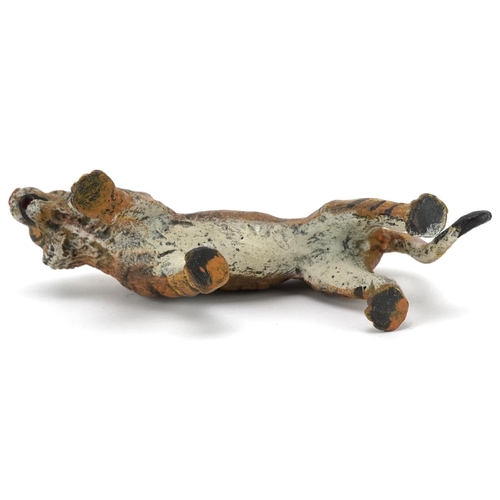 252 - Austrian style cold painted bronze tiger, 10.5cm in length