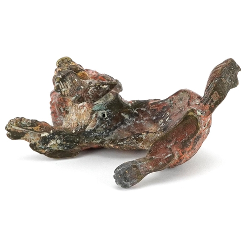 251 - Austrian style cold painted bronze begging dog, 8cm in length