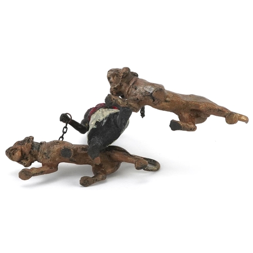 247 - Austrian style cold painted bronze figure group of a tiger handler with two tigers, 10.5cm wide