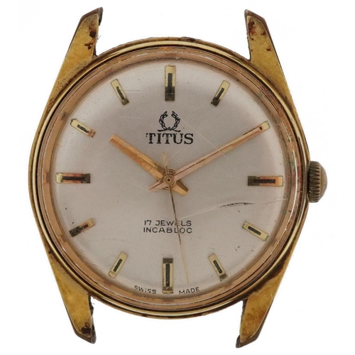 2588 - Titus, gentlemen's manual wind wristwatch having silvered dial, the case numbered 7055B, 32mm wide