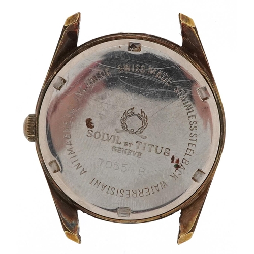 2588 - Titus, gentlemen's manual wind wristwatch having silvered dial, the case numbered 7055B, 32mm wide