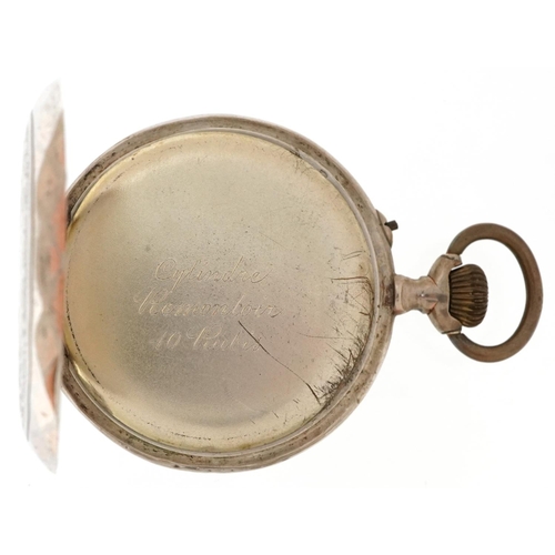 2726 - Four gentlemen's pocket watches comprising two gold plated Smiths open face pocket watches, 800 grad... 