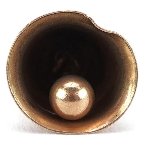 2509 - 9ct gold charm in the form of a bell, 1.5cm high, 1.3g