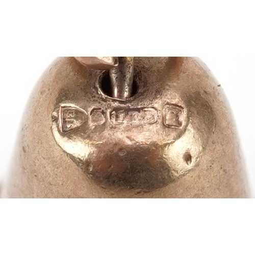 2509 - 9ct gold charm in the form of a bell, 1.5cm high, 1.3g