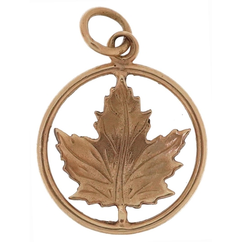 2482 - 9ct gold pendant in the form of a maple leaf, 2.1cm high, 1.9g