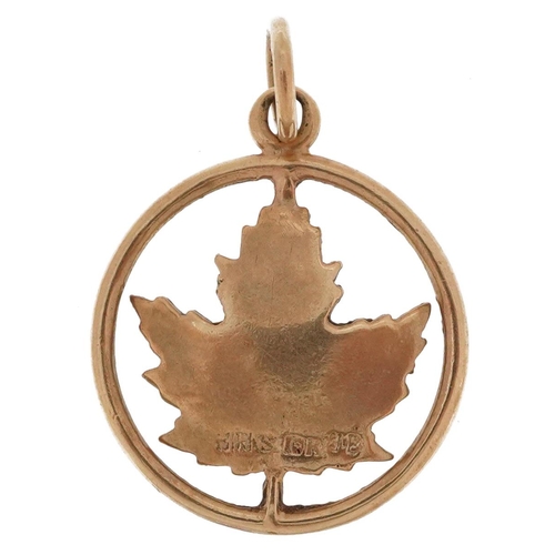 2482 - 9ct gold pendant in the form of a maple leaf, 2.1cm high, 1.9g