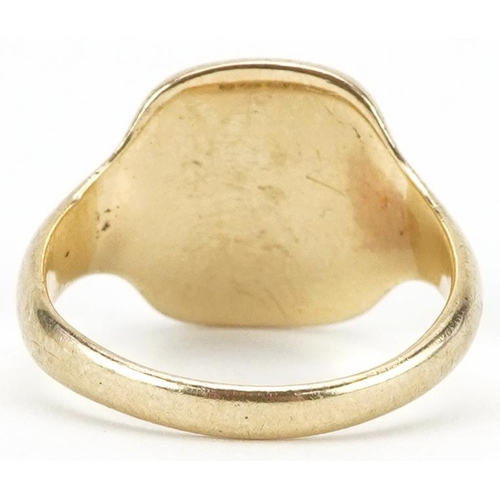 2698 - 9ct gold unengraved signet ring, size L, 4.8g