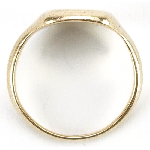 2698 - 9ct gold unengraved signet ring, size L, 4.8g