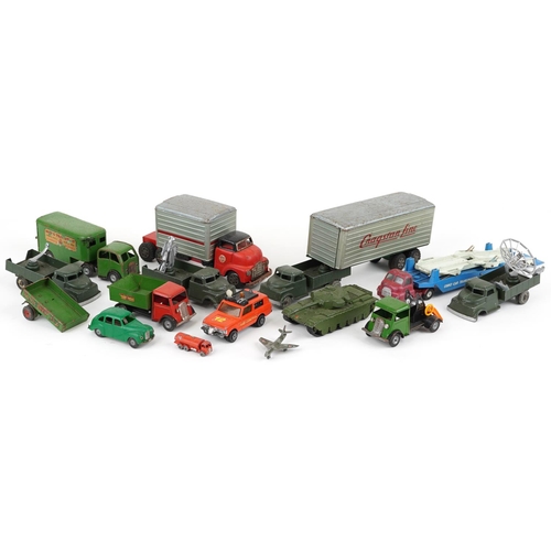 1566 - Vintage diecast vehicles including Tri-ang Minic lorries, Lonestar lorry, Dinky Supertoys Centurion ... 