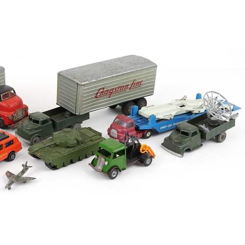 1566 - Vintage diecast vehicles including Tri-ang Minic lorries, Lonestar lorry, Dinky Supertoys Centurion ... 