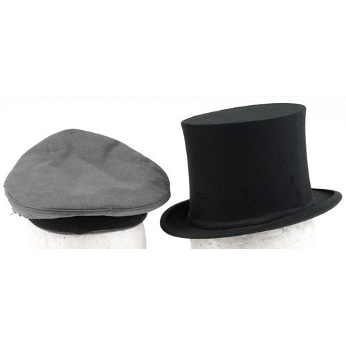 1387 - Military interest peaked cap and a collapsible top hat