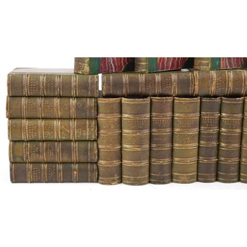 1748 - Waverley Novels, twenty one early 19th century leather bound hardback books, various volumes, volume... 