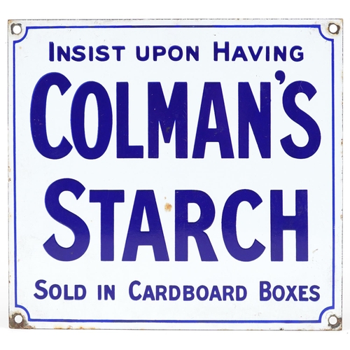 155 - Colman's Starch enamel advertising sign inscribed Insist Upon Having Colman's Starch Sold in Cardboa... 