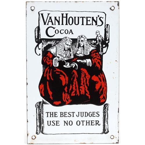 479 - Van Houtens Cocoa enamel advertising sign inscribed The Best Judges Use No Other, 27cm x 17.5cm