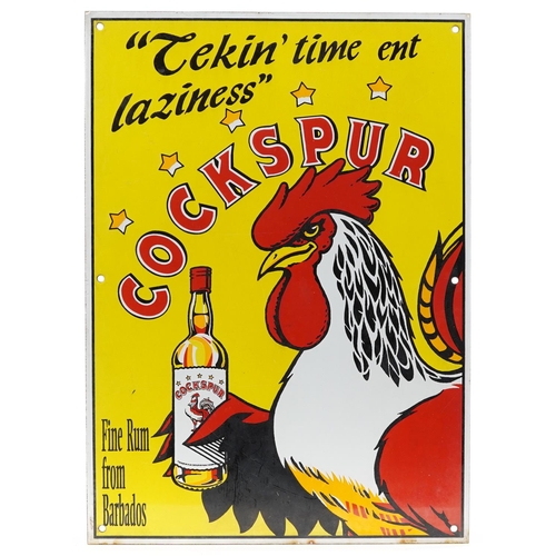 152 - Breweriana interest Cockspur Fine Rum from Barbados enamel advertising sign inscribed Tekin Time Ent... 