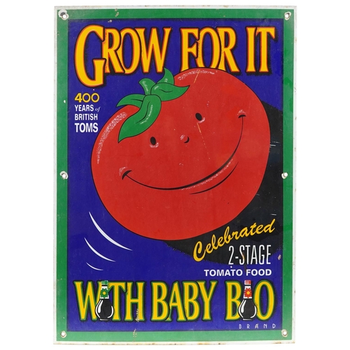 153 - Grow For It With Baby Bio enamel advertising sign, 51cm x 37cm