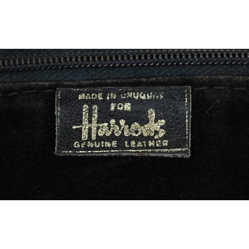 1271 - Vintage gentlemen's Harrods black leather document wallet, 57cm wide